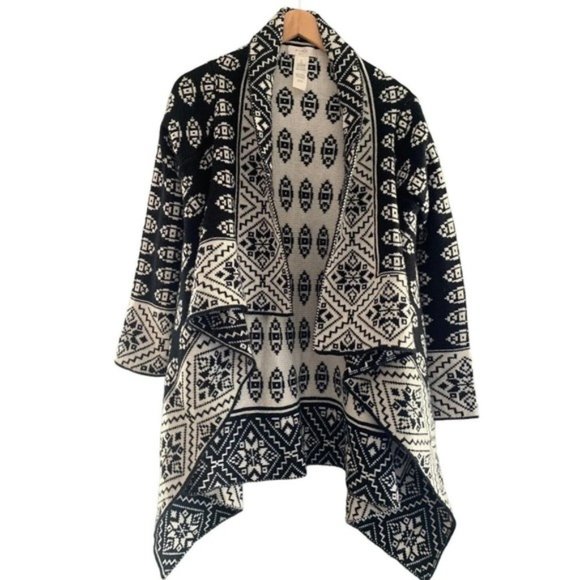 Elodie Women's Open Front Sweater Cardigan Small Duster Aztec Tribal Mohair Cozy